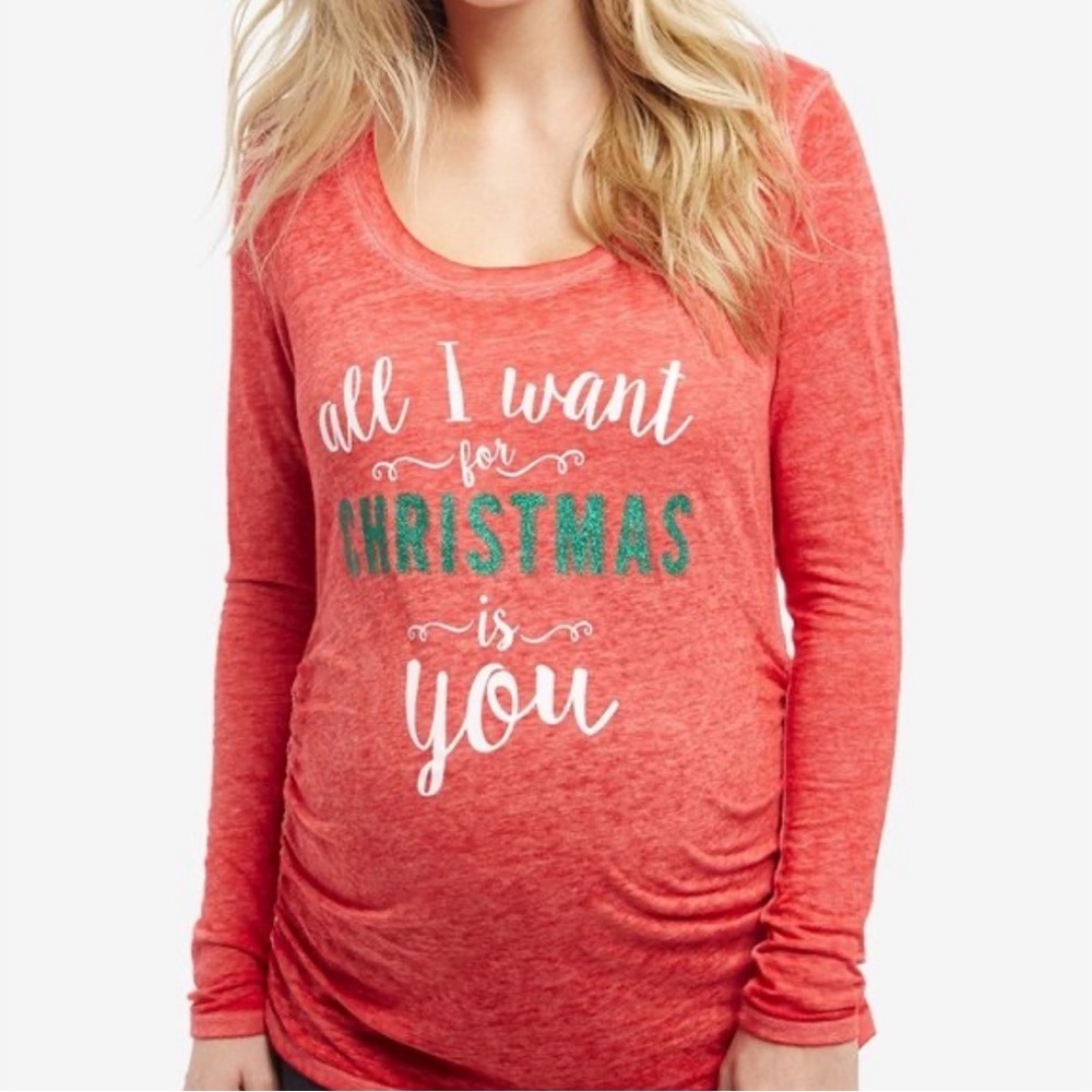 Motherhood Maternity “ all I want for Xmas is you”  festive holiday top NWT XL
